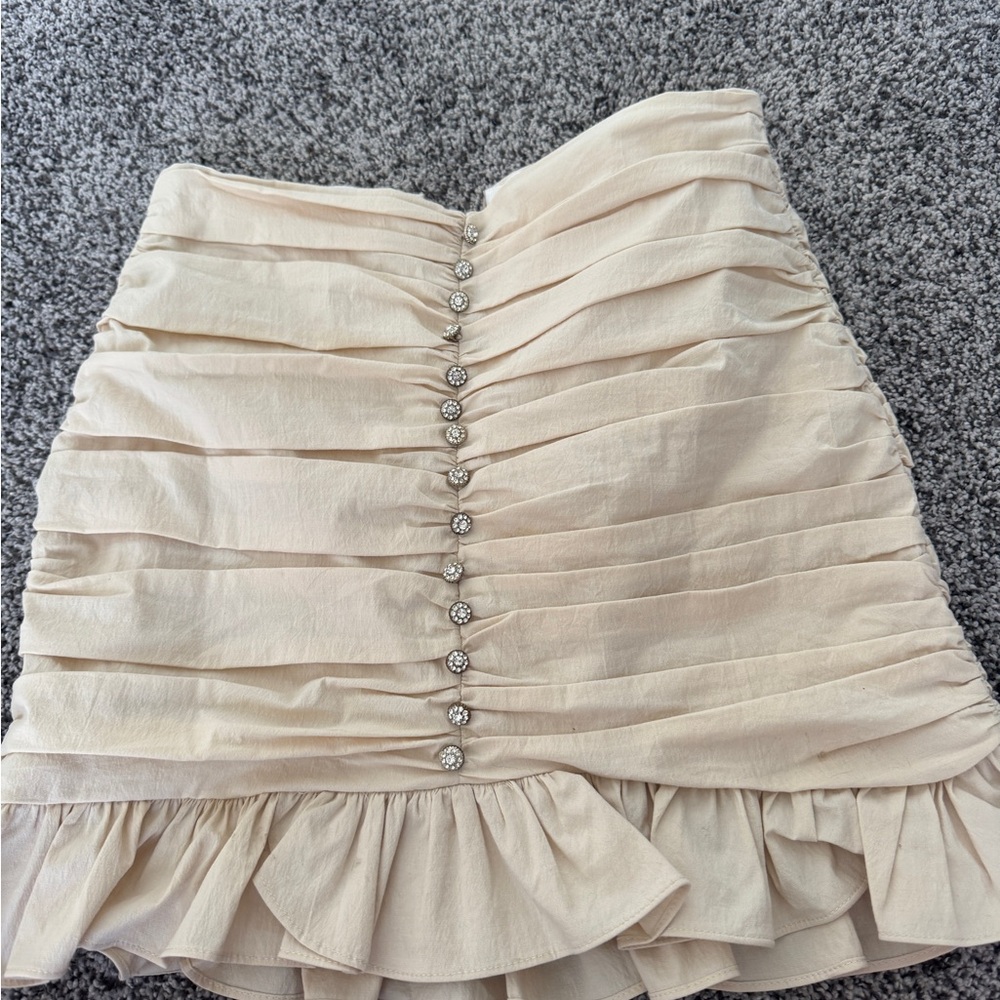 Zara Elegant Cream Ruffled Skirt